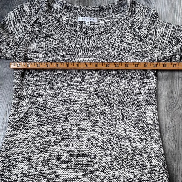 Cabi Sweater Womens XS Black White Heathered Knit Popover Short Sleeves - Picture 8 of 10